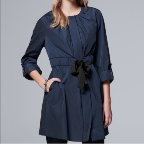 Simply Vera Vera Wang Jackets & Blazers - Simply Vera Vera Wang Navy Blue Bow Rain Coat